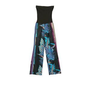 NWT 90s Vintage Sakowitz Tropical Print Wide Leg Jumpsuit‎ Women’s Size Medium